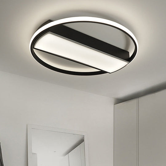 Modern Acrylic LED Ceiling Light for Stairway - Rectangle Flush Mount in Black or White, 16-24" Wide