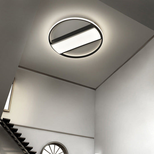 Modern Acrylic LED Ceiling Light for Stairway - Rectangle Flush Mount in Black or White, 16-24" Wide