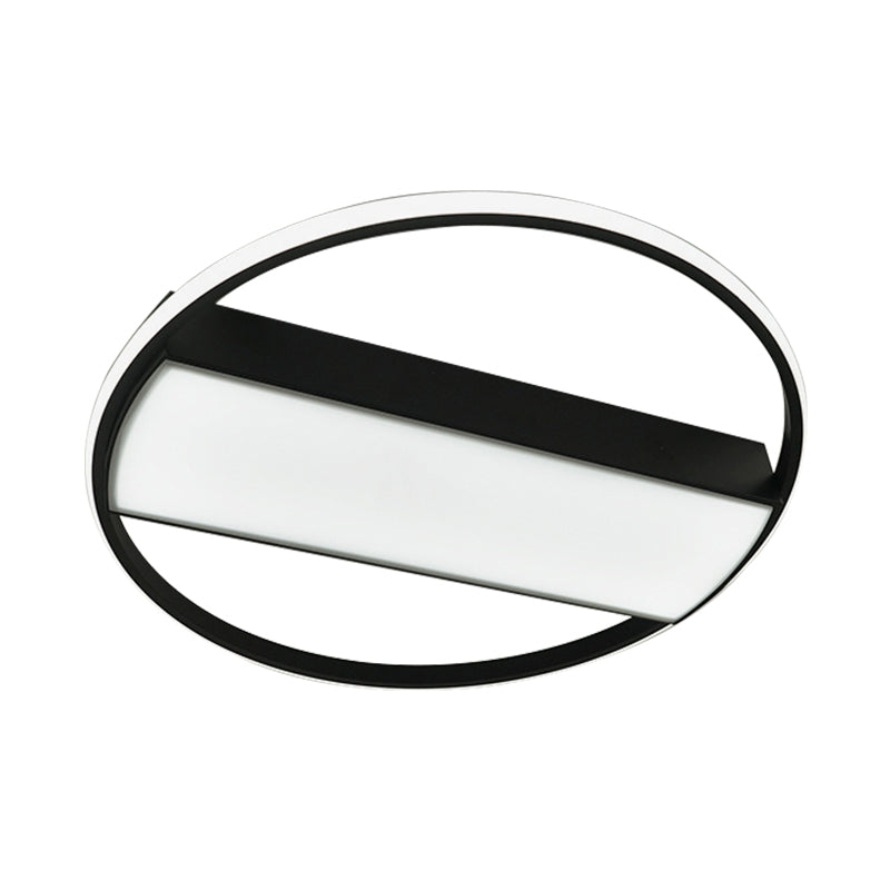 Modern Acrylic LED Ceiling Light for Stairway - Rectangle Flush Mount in Black or White, 16-24" Wide