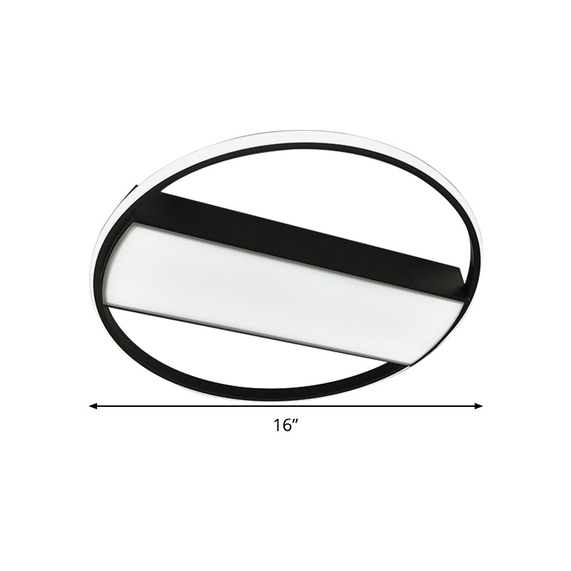Modern Acrylic LED Ceiling Light for Stairway - Rectangle Flush Mount in Black or White, 16-24" Wide