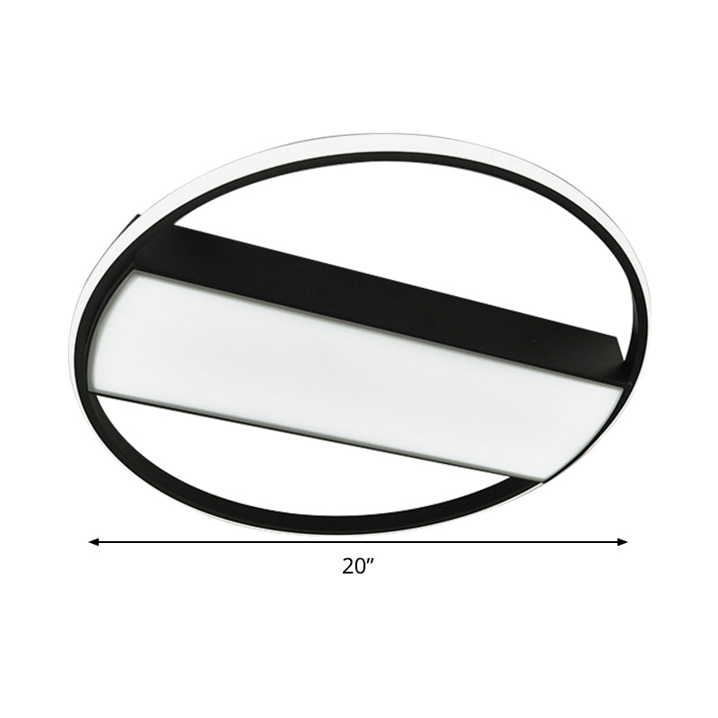 Modern Acrylic LED Ceiling Light for Stairway - Rectangle Flush Mount in Black or White, 16-24" Wide