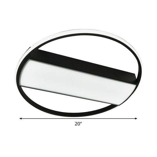 Modern Acrylic LED Ceiling Light for Stairway - Rectangle Flush Mount in Black or White, 16-24" Wide
