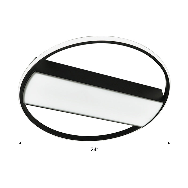 Modern Acrylic LED Ceiling Light for Stairway - Rectangle Flush Mount in Black or White, 16-24" Wide