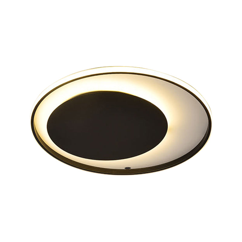 Black Circle Ceiling Lamp - Simple Style Acrylic - 18"/23.5" Wide - LED Flush Mount Lighting - Warm/White Light