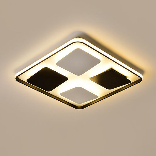 Modern LED Ceiling Light with Black & White Acrylic Shade - Warm/White Light