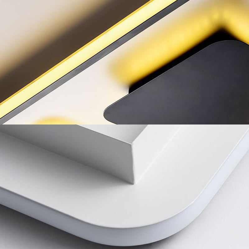 Modern LED Ceiling Light with Black & White Acrylic Shade - Warm/White Light