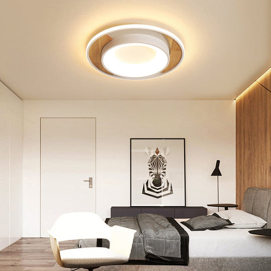 Modern White Acrylic LED Ceiling Light for Bedroom - 16"/19.5" Wide Round Flush Mount