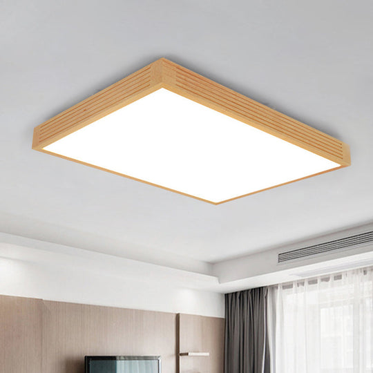 Plafonnier LED moderne en bois - Éclairage chaud/blanc pour le salon