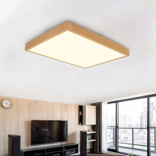 Plafonnier LED moderne en bois - Éclairage chaud/blanc pour le salon