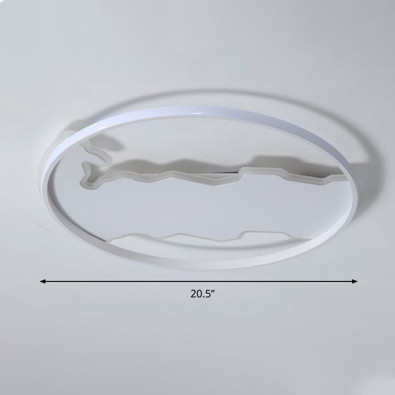 Minimalist Circle Flush Acrylic LED Ceiling Light in White, 16.5"/20.5" Wide - Bedroom Fixture