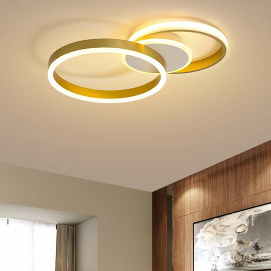 Gold LED Circle Flush Light: Contemporary Acrylic Ceiling Fixture with Warm/White Illumination