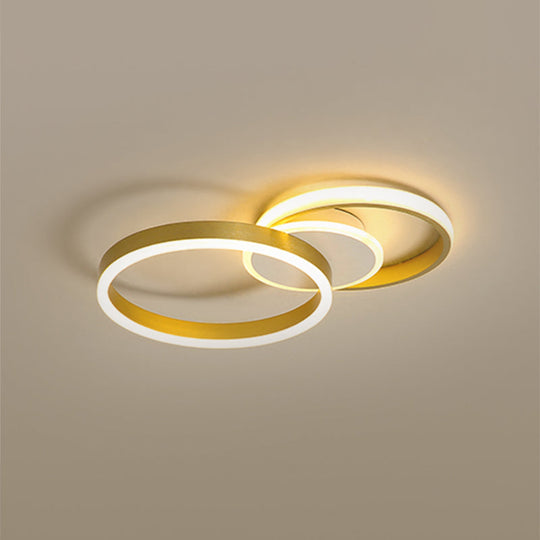 Gold LED Circle Flush Light: Contemporary Acrylic Ceiling Fixture with Warm/White Illumination