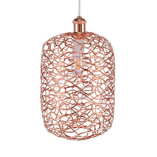 Vintage Copper Wire Guard Pendant Light - Industrial Metal Shade, 1 Light Living Room Hanging Lamp