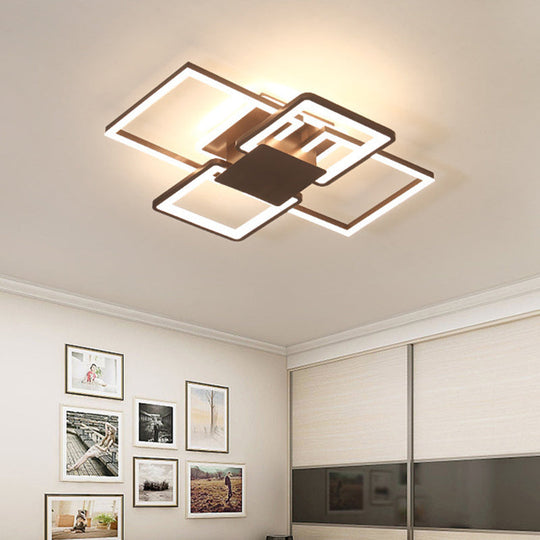 Simple Acrylic LED Flush Mount Ceiling Light Fixture - 21.5"/25.5"/31.5" Wide - White/Coffee - Warm/White Light