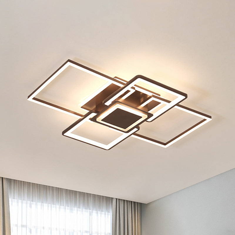 Simple Acrylic LED Flush Mount Ceiling Light Fixture - 21.5"/25.5"/31.5" Wide - White/Coffee - Warm/White Light