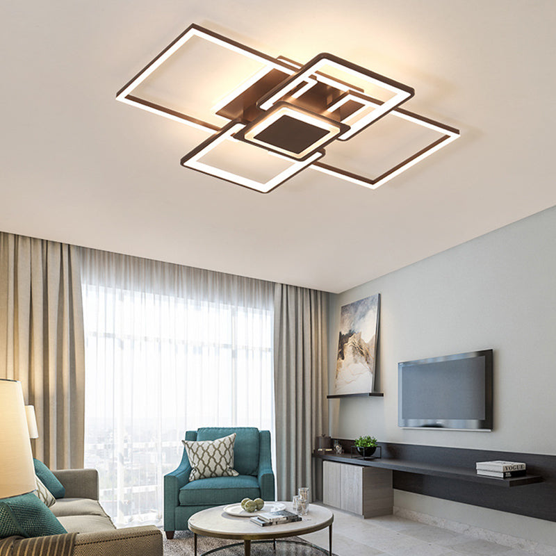 Simple Acrylic LED Flush Mount Ceiling Light Fixture - 21.5"/25.5"/31.5" Wide - White/Coffee - Warm/White Light