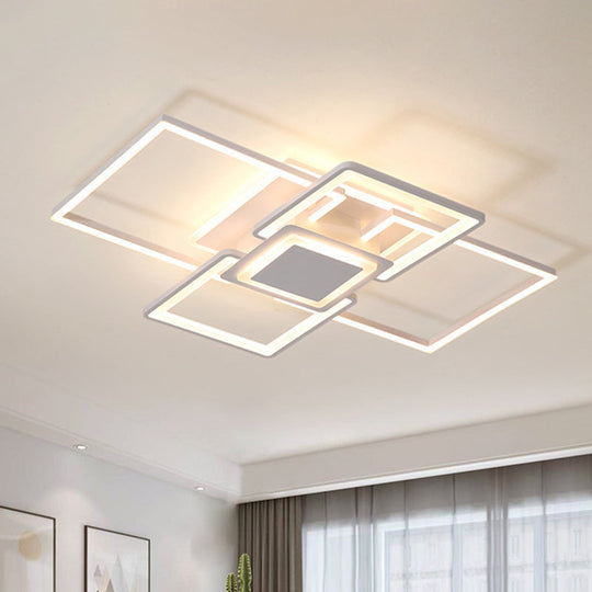 Simple Acrylic LED Flush Mount Ceiling Light Fixture - 21.5"/25.5"/31.5" Wide - White/Coffee - Warm/White Light