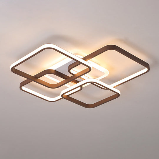 Minimalist Acrylic Flush Light - 4/7 Heads, 23.5"/35.5" Wide, Brown Ceiling Lamp in Warm/White Light