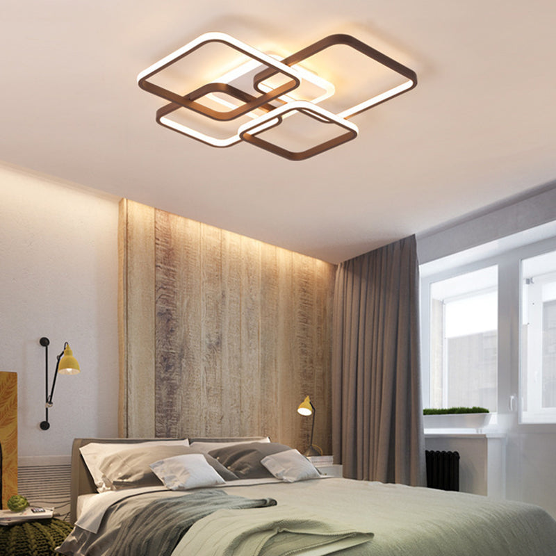 Minimalist Acrylic Flush Light - 4/7 Heads, 23.5"/35.5" Wide, Brown Ceiling Lamp in Warm/White Light