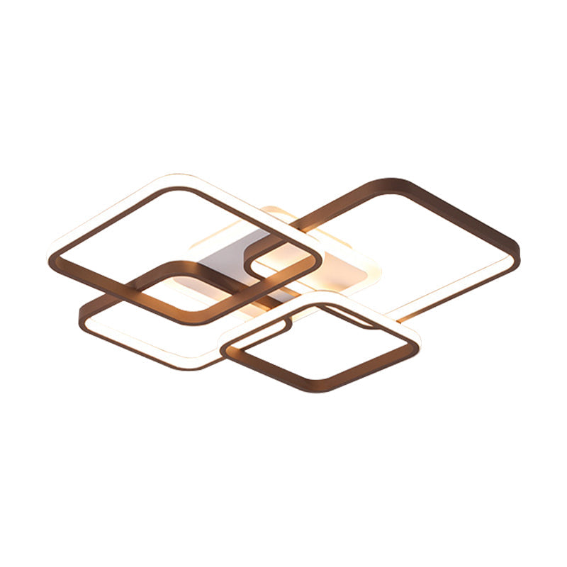 Minimalist Acrylic Flush Light - 4/7 Heads, 23.5"/35.5" Wide, Brown Ceiling Lamp in Warm/White Light