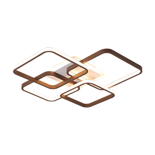 Minimalist Acrylic Flush Light - 4/7 Heads, 23.5"/35.5" Wide, Brown Ceiling Lamp in Warm/White Light