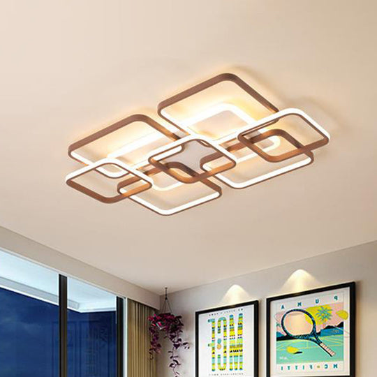 Minimalist Acrylic Flush Light - 4/7 Heads, 23.5"/35.5" Wide, Brown Ceiling Lamp in Warm/White Light