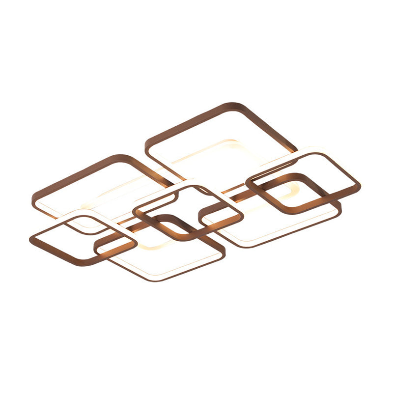 Minimalist Acrylic Flush Light - 4/7 Heads, 23.5"/35.5" Wide, Brown Ceiling Lamp in Warm/White Light