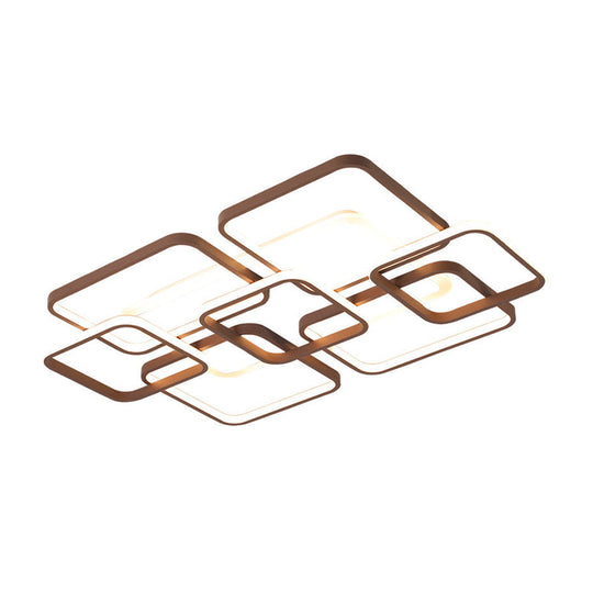 Minimalist Acrylic Flush Light - 4/7 Heads, 23.5"/35.5" Wide, Brown Ceiling Lamp in Warm/White Light