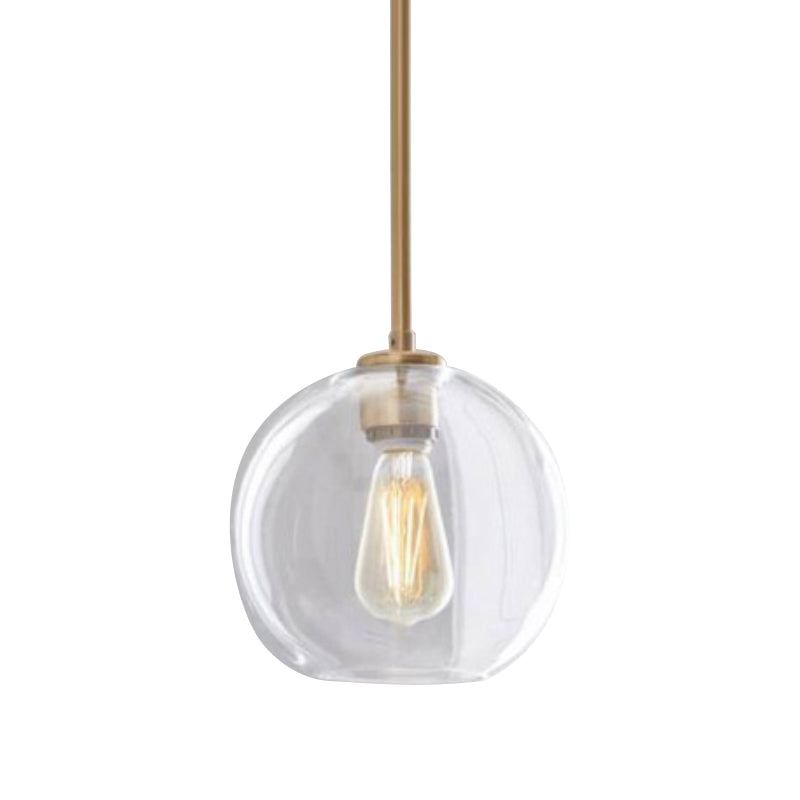 Contemporary Clear Glass Globe Pendant Light - 1 Light, 8"/10"/12" Wide Hanging Lamp