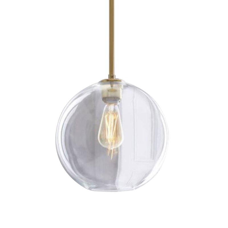 Contemporary Clear Glass Globe Pendant Light - 1 Light, 8"/10"/12" Wide Hanging Lamp