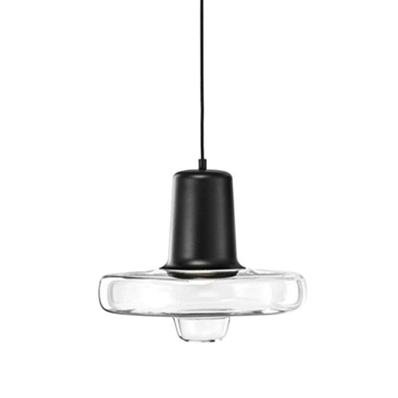 Contemporary Clear Glass Gyro Pendant Light - Black/Champagne/Rose Gold, 1 Light - 8"/10.5"/13" Wide