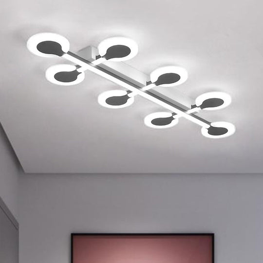 Contemporary Brown Acrylic Flush Mount Ceiling Lamp with Warm/White Light - 8/10/12 Bulbs, 31.5"/39"/47" Wide