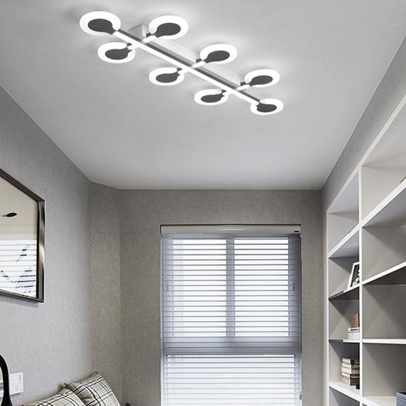 Contemporary Brown Acrylic Flush Mount Ceiling Lamp with Warm/White Light - 8/10/12 Bulbs, 31.5"/39"/47" Wide