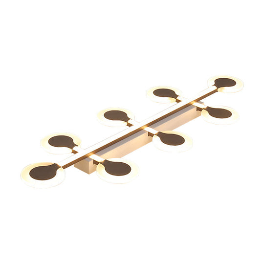 Contemporary Brown Acrylic Flush Mount Ceiling Lamp with Warm/White Light - 8/10/12 Bulbs, 31.5"/39"/47" Wide