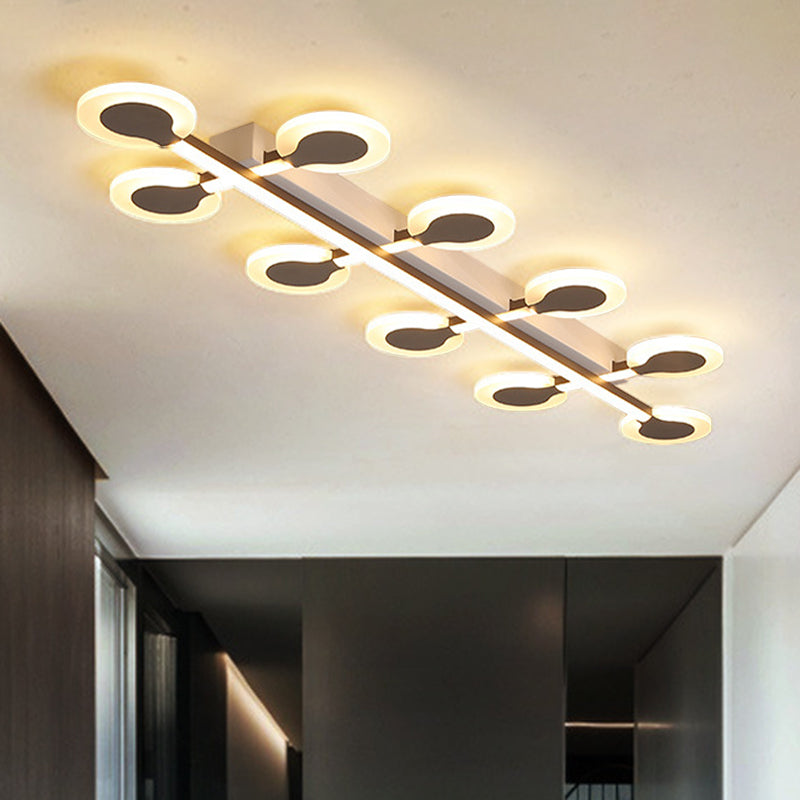 Contemporary Brown Acrylic Flush Mount Ceiling Lamp With Warm/White Light - 8/10/12 Bulbs 31.5/39/47