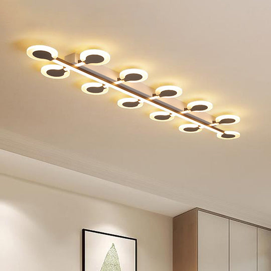 Contemporary Brown Acrylic Flush Mount Ceiling Lamp with Warm/White Light - 8/10/12 Bulbs, 31.5"/39"/47" Wide