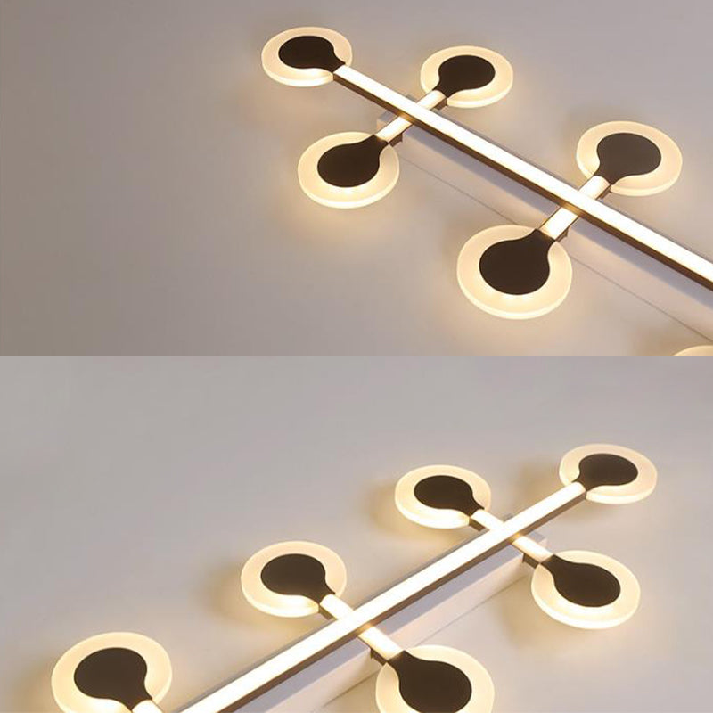 Contemporary Brown Acrylic Flush Mount Ceiling Lamp with Warm/White Light - 8/10/12 Bulbs, 31.5"/39"/47" Wide