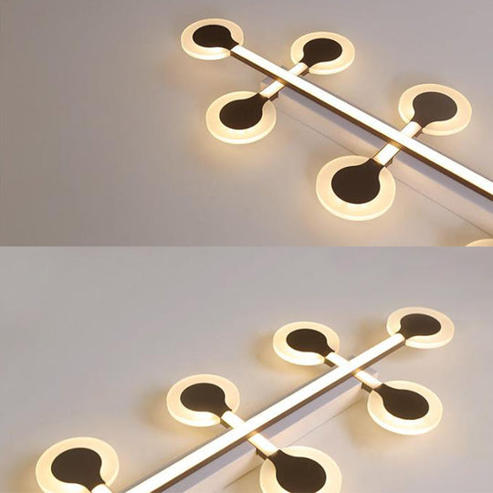 Contemporary Brown Acrylic Flush Mount Ceiling Lamp with Warm/White Light - 8/10/12 Bulbs, 31.5"/39"/47" Wide