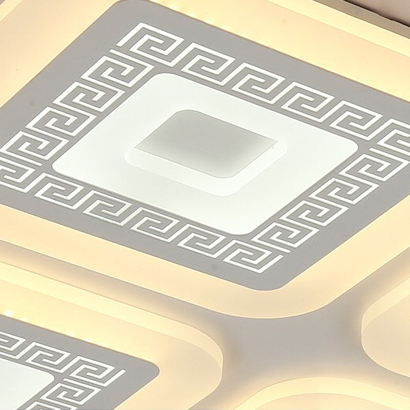 Contemporary Rectangular Ceiling Light with 6 White Bulbs - Perfect for the Living Room