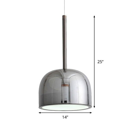 Contemporary Black Dome Ceiling Light - Metal Pendant Fixture For Study Room