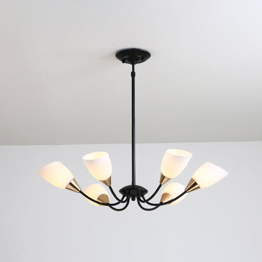 Modern Beveled Glass Chandelier With Starburst Design - Black Hanging Ceiling Light (3/6/8 Heads)