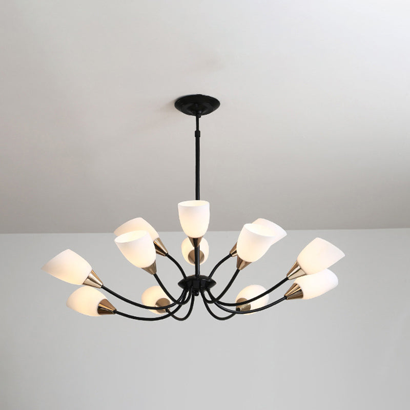 Modern Beveled Glass Chandelier With Starburst Design - Black Hanging Ceiling Light (3/6/8 Heads)