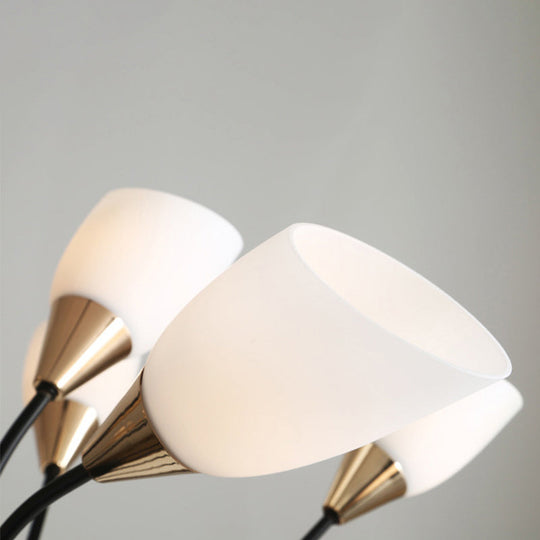 Modern Beveled Glass Chandelier - White & Black Hanging Ceiling Light with Starburst Design | 3/6/8 Heads