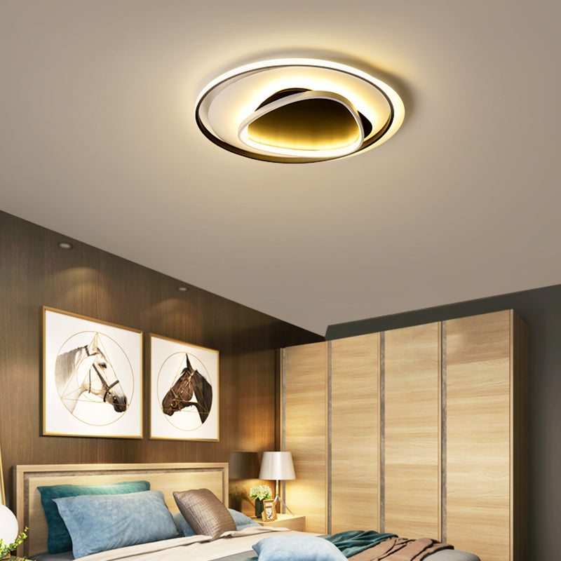 Modern Geometric Flush Mount Ceiling Light: 18/23.5 Wide Black Acrylic Led Warm/White Light Remote