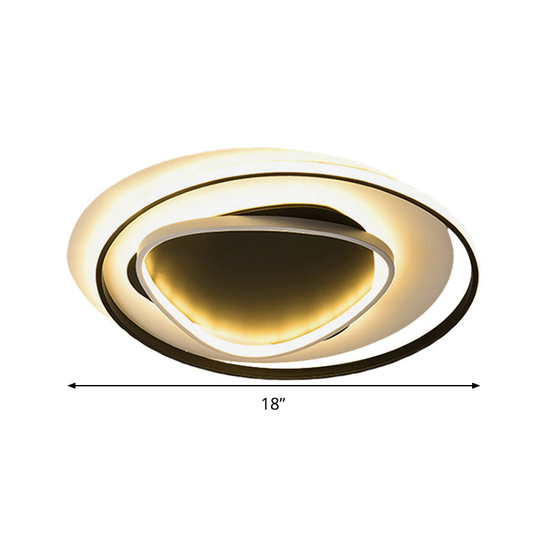 Modern Geometric Flush Mount Ceiling Light: 18"/23.5" Wide, Black, Acrylic, LED, Warm/White Light, Remote Control, Stepless Dimming