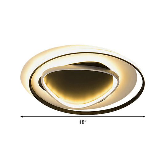 Modern Geometric Flush Mount Ceiling Light: 18"/23.5" Wide, Black, Acrylic, LED, Warm/White Light, Remote Control, Stepless Dimming