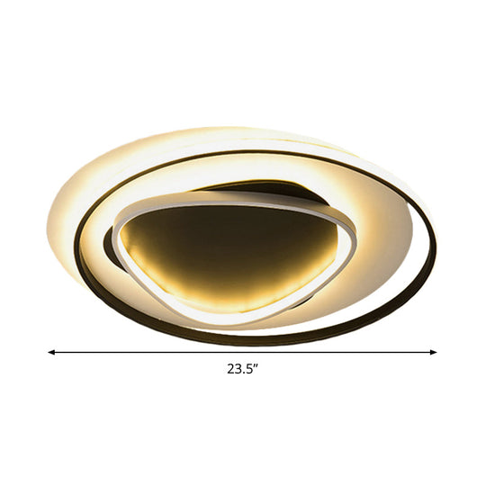 Modern Geometric Flush Mount Ceiling Light: 18"/23.5" Wide, Black, Acrylic, LED, Warm/White Light, Remote Control, Stepless Dimming