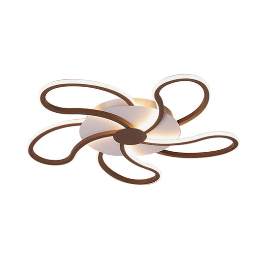 Contemporary Brown Acrylic Flush Light Fixture - Flower Design - 5/6/7 Heads - Ceiling Mounted - Warm/White Light - Wide Selection (31.5"/39"/46.5")
