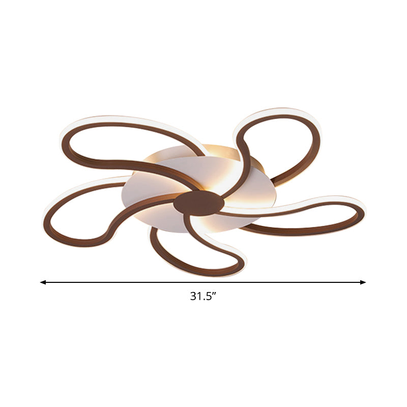 Contemporary Brown Acrylic Flush Light Fixture - Flower Design - 5/6/7 Heads - Ceiling Mounted - Warm/White Light - Wide Selection (31.5"/39"/46.5")