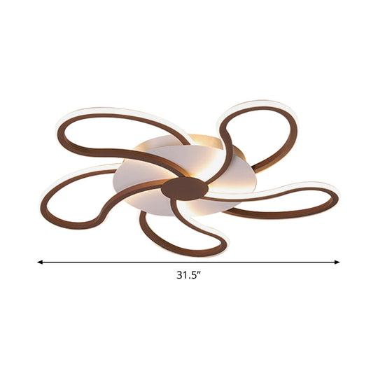 Contemporary Brown Acrylic Flush Light Fixture - Flower Design - 5/6/7 Heads - Ceiling Mounted - Warm/White Light - Wide Selection (31.5"/39"/46.5")